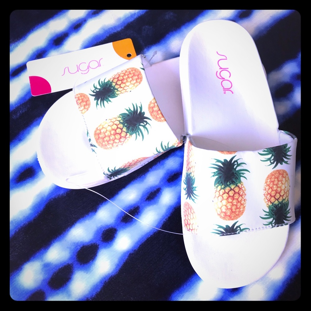 🌈SUGAR🍍Pinapple🍍Slide Sandals👣US 7/8💖NWT💝